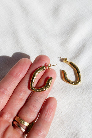 Pumistone Gold Earrings