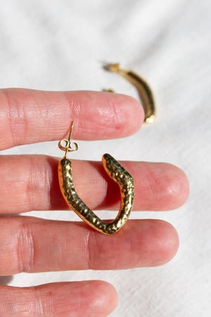 Pumistone Gold Earrings