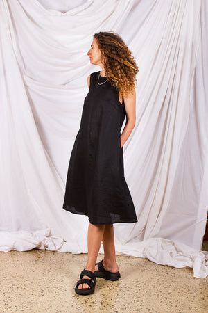 Eden Dress - Black linen (Last 6)