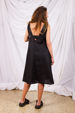 Eden Dress - Black linen (Last 6)