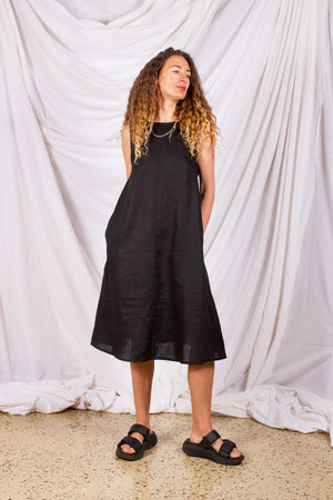 Eden Dress - Black linen (Last 6)